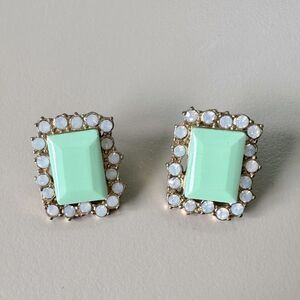 Jewelmint Aqua Opal Statement Stud Earrings